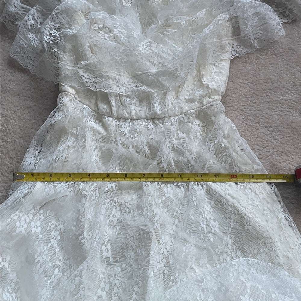 Vintage Ruffled Tiered Off-Shoulder Bridal Gown - Picture 11 of 12